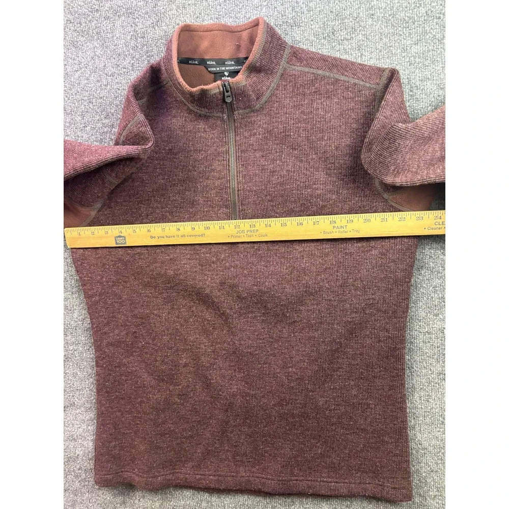 KUHL ThermoKore Pullover Mens Large Brown Quarter Zip Wool Blend Sweater